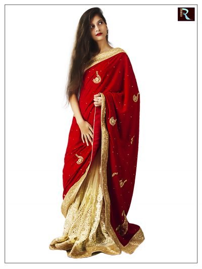 Half Velvet And Half Net Saree For Wedding Rapurnas Half Velvet And Half Net Saree For Wedding Rapurnas